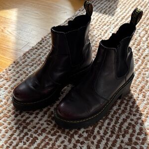 Dr. Martens Burgundy 2976 Quad Chelsea Platform Boots